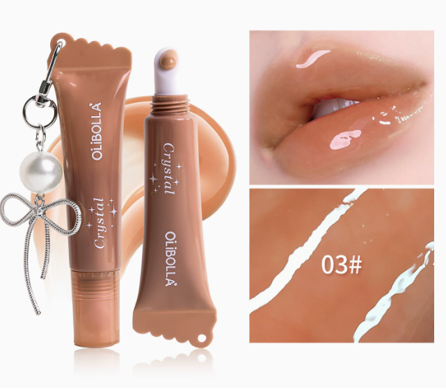 Glossy Lip Glaze Serum | Hydrating Non-Sticky Liquid Peptide Lip Gloss, Easy-Pigment High-Shine Color Lip Treatment